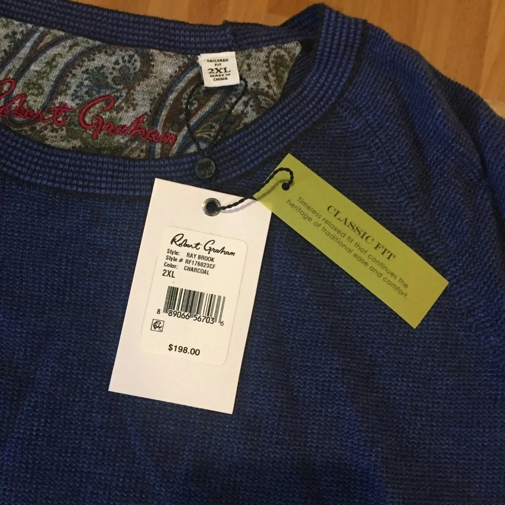 NWT Robert Graham Ray Brook Sweater 2XL blue